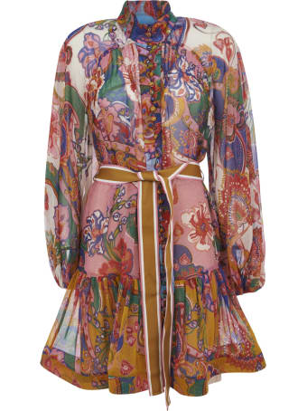 Zimmermann Belt-tie Printed Short Dress