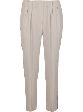 Brunello Cucinelli Beige Silk-blend Trousers