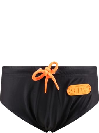 GCDS Mini Black Swimsuit For Boy With Logo