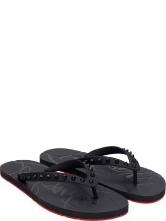 Christian Louboutin Loubi Flats In Black Rubber/plasic
