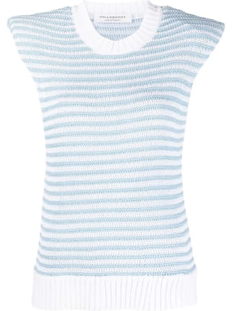 Philosophy di Lorenzo Serafini Light Blue And White Cotton-blend Top