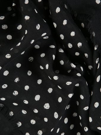 Saint Laurent Dotted Print Fringed Edge Scarf