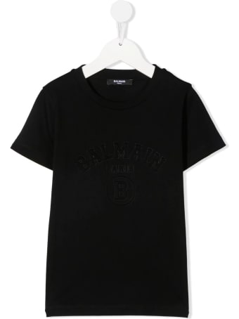 Balmain Unisex Kid Black T-shirt With Embossed Logo