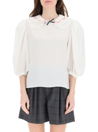 Miu Miu Silk Blouse With Embroidered Collar