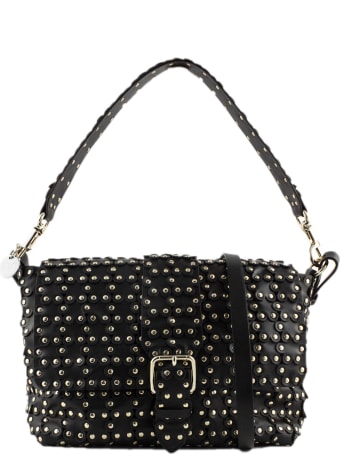 RED Valentino Black Leather Flower Puzzle Bag