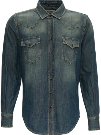 Saint Laurent Western Shirt In Denim