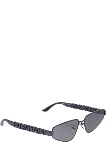 Balenciaga Blue Typo Rectangle Sunglasses For Women