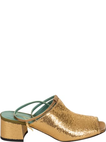 Paola D'Arcano Metallic Backstrap Sandals