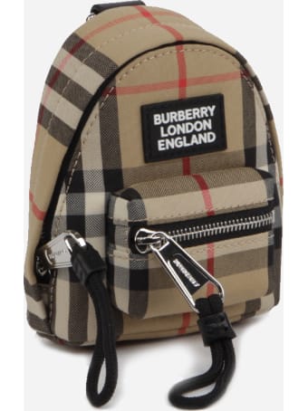 Burberry Cotton Blend Backpack Charm With Vintage Check Pattern
