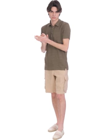 120% Lino Polo In Green Linen