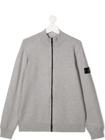 Stone Island Junior Grey Jersey Sweatshirt With Logo Patch