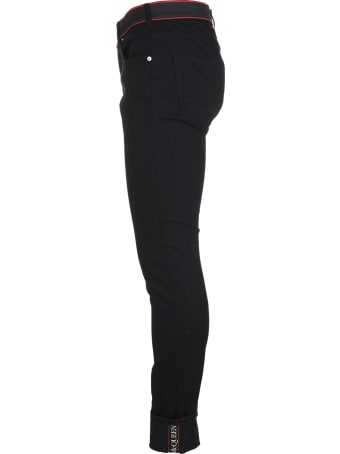 Alexander McQueen Man Black Jeans With Logo Band