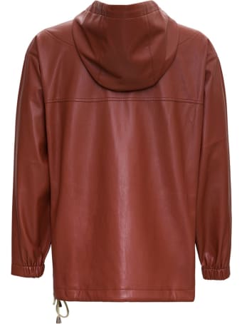 Nanushka Arno Brown Vegan Leather Hoodie