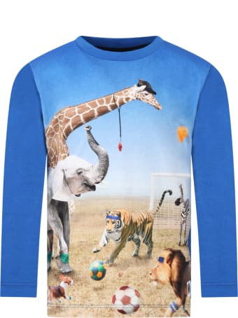 Molo Blue ''reif'' T-shirt Fro Boy With Animals