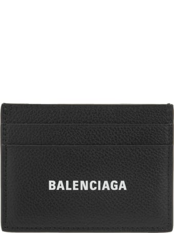 Balenciaga Black Man Card Holder With White Logo