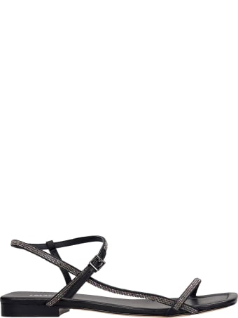 Lola Cruz Flats In Black Leather