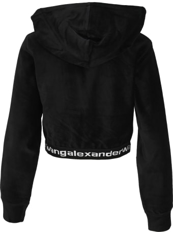 T by Alexander Wang Velvet Cropped Hoodie