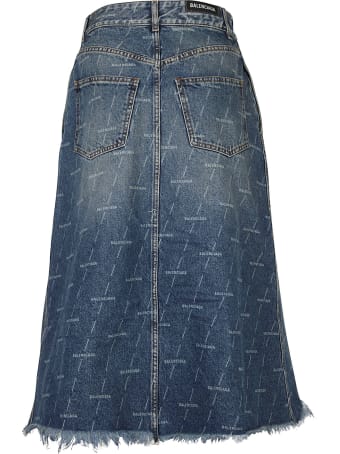 Balenciaga Logo Motif Denim Skirt