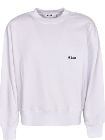 MSGM Patched Pocket Ribbed Logo Sweatshirt