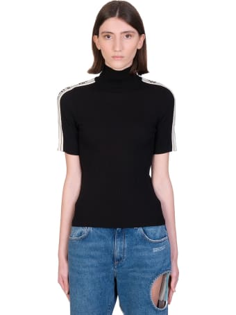 Off-White Logo Strip T-shirt In Black Viscose