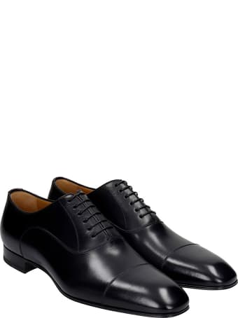 Christian Louboutin Greggo Lace Up Shoes In Black Leather