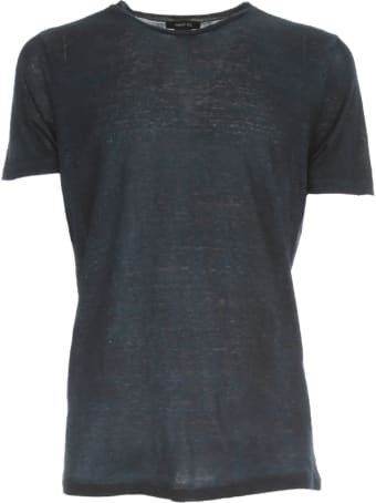 Avant Toi Round Neck Linen T-shirt With Shadows