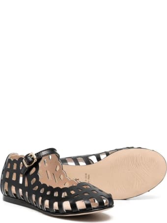 MiMiSol Black Perforated Ballerina
