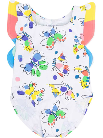Stella McCartney Kids White Swimsuit With Multicolor Print