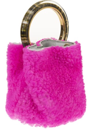 Marni Pink Calf Leather/lamb Fur Textured Tote Bag