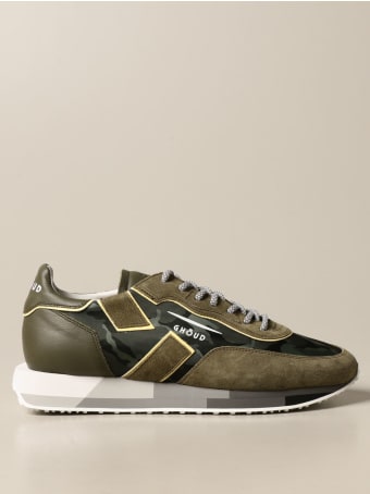 GHOUD Shoes Rush-m Ghoud Sneakers In Camouflage Suede And Nylon
