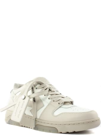 Off-White White And Beige Leather "ooo" Sneakers