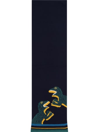 Paul Smith Junior Blue Scarf For Boy With Dinos