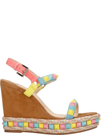 Christian Louboutin Pyraclou 110 Wedges In Leather Color Suede