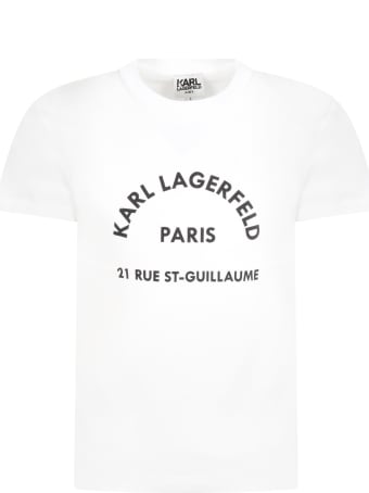 Karl Lagerfeld White T-shirt For Kids With Logo