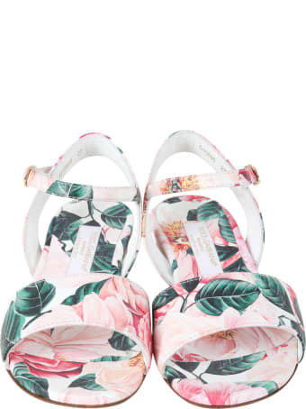 Dolce & Gabbana White Sandals For Girl