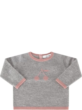 Bonpoint Grey Sweater For Babygirl With Cherries