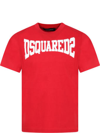 Dsquared2 Red T-shirt For Boy With Logo