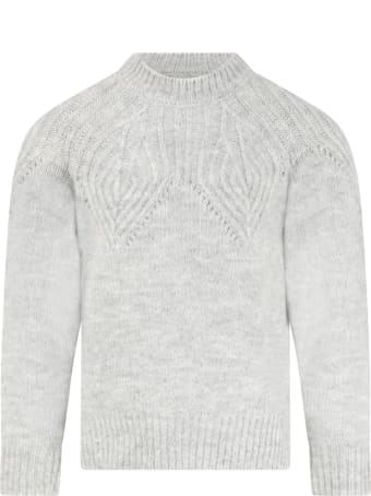 Billieblush Grey Sweater For Girl With Logo