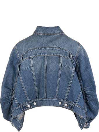 Alexander McQueen Woman Denim Jacket With Blouse Sleeves