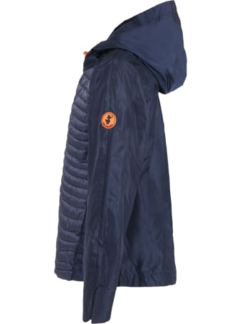 Save the Duck Blue Windbreaker For Girl With Iconic Patch