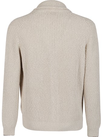 Brunello Cucinelli Beige Cotton-lilen Blend Cardigan