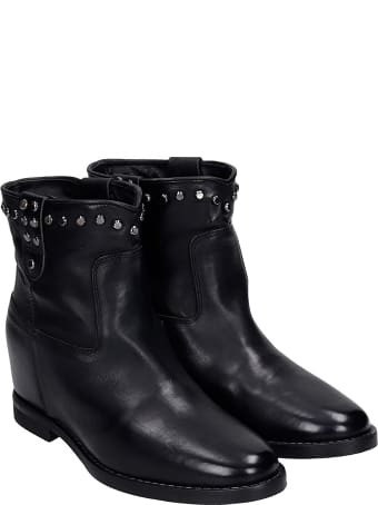 Julie Dee Ankel Boots Inside Wedge In Black Leather