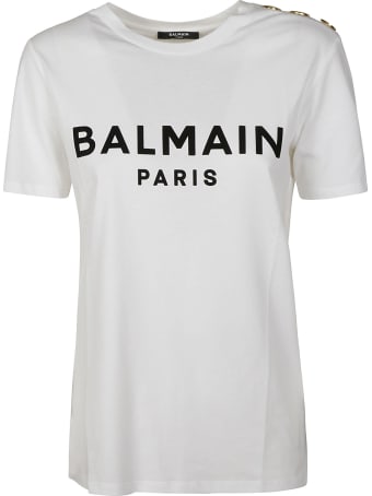 Balmain Button Embellished Logo T-shirt