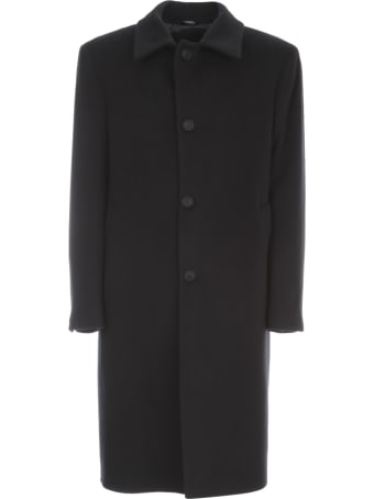 Emanuel Ungaro Wool Cashmere Single Breasted Coat W/shirt Neck