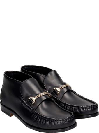 hyusto Mick Mid Ankle Boots In Black Leather