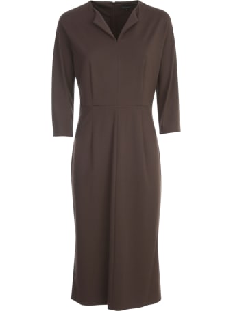 Antonelli Pencil Longuette Dress 3/4s W/slit On Neck