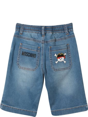 Moschino Blue Bermuda Shorts With Applications