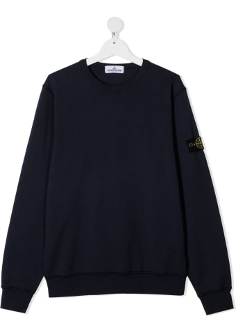Stone Island Junior Blue Jersey Sweatshirt With Logo