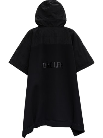Moncler Hooded Cape In Black Modal