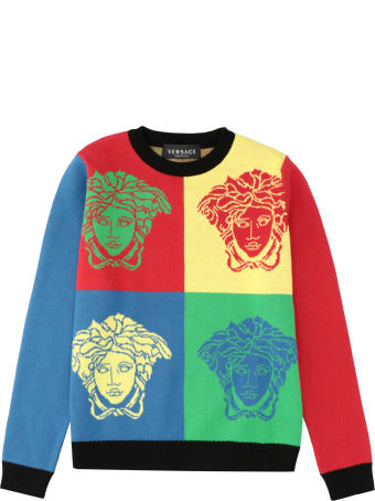 Young Versace Cotton Crew-neck Sweater